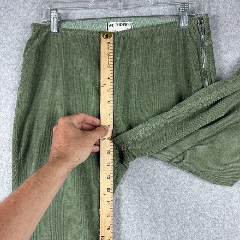 We The Free People Pants Women's 28 Green‎ Pinwale Corduroy Bootcut Pull On Boho